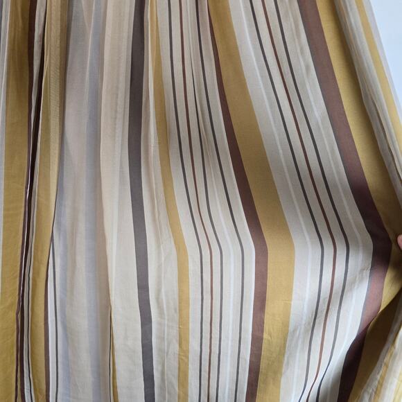 Brunello Cucinelli Striped Silk Organza Long Skirt Womens 4 Gold Burgundy Luxury - Picture 14 of 14